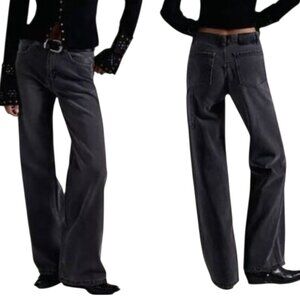 We the Free Tinsley Baggy High-Rise Straight Leg Black Jeans - 28 Good Condition